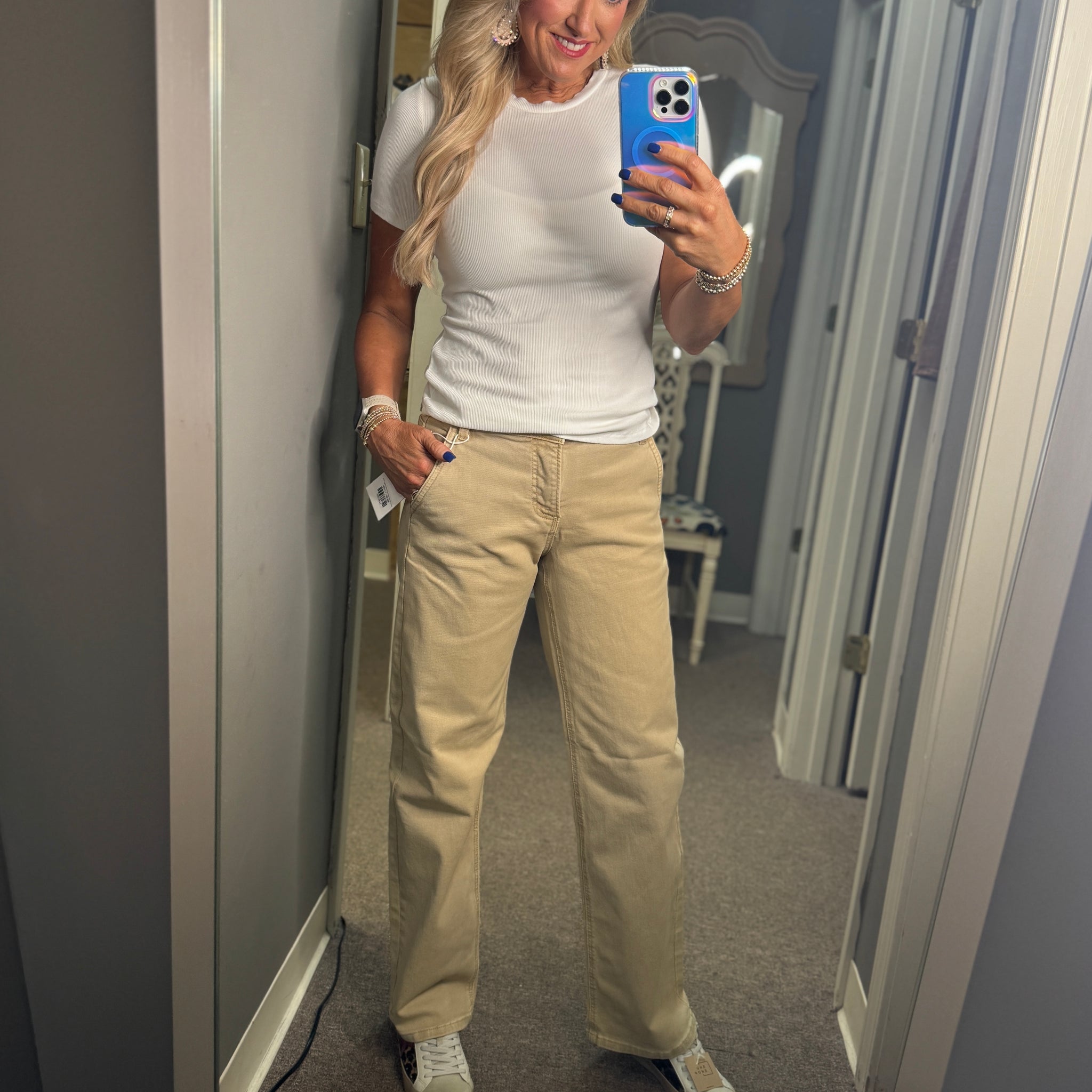 Tummy Control Mid Rise Fit Ankle Baggy Pants