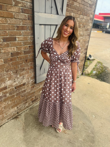 Charming Mixed Dots Maxi Dress