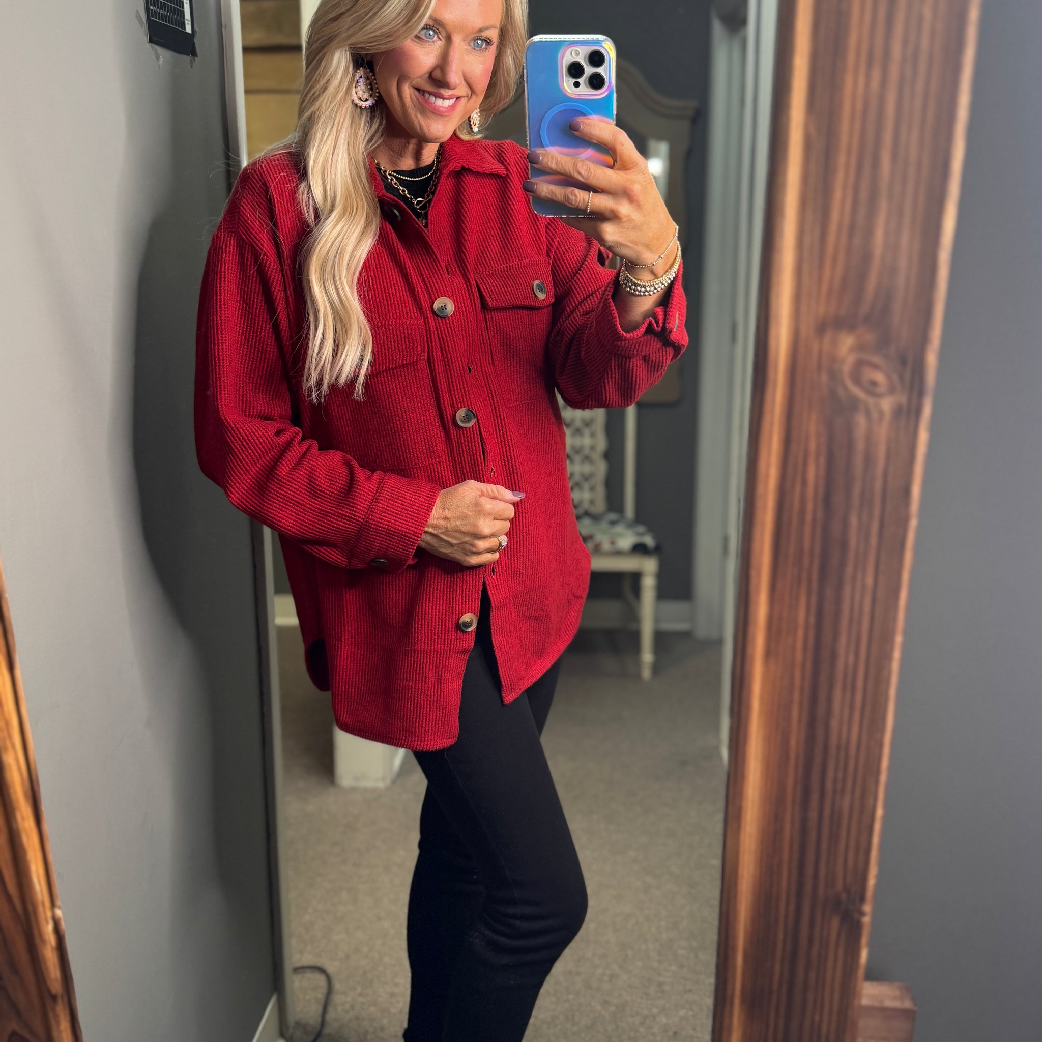 Cozy Brushed Waffle Shacket