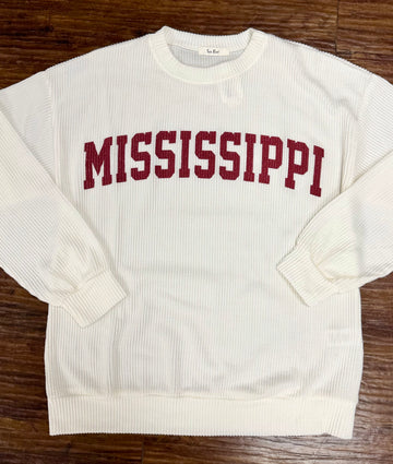 "Mississippi" Graphic Ribbed Top