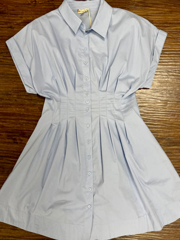 Pleated Detail Stretch Poplin Dress