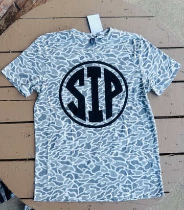 "Sip" White Camo T-Shirt