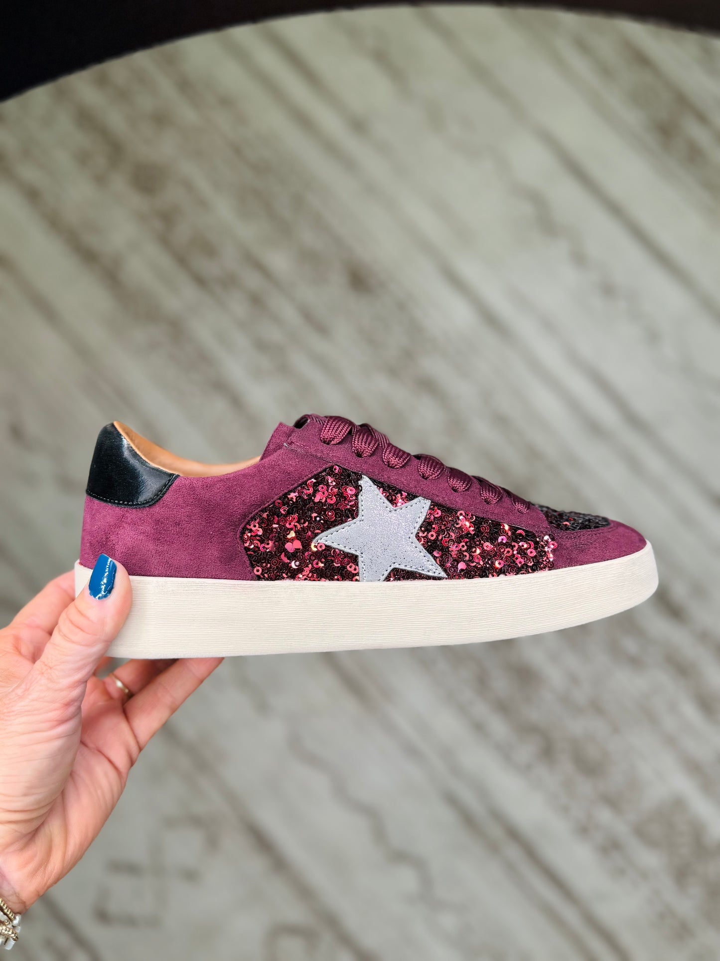 Corky's Another Round Sneakers- Wine Sequins