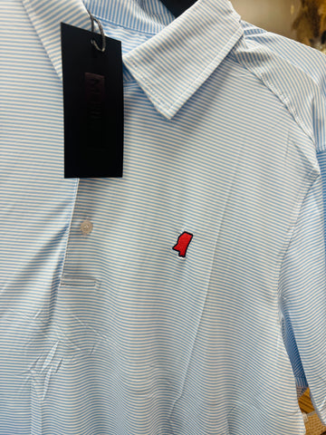 Men's Micro Light Blue/White (MS Embroidery - Red)