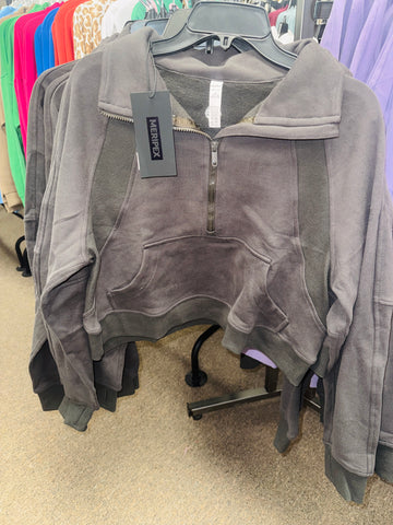 Women's Black 1/2 Zip Sweatshirt