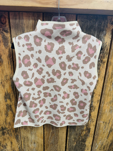 Pastel Printed Sleeveless Leopard Top