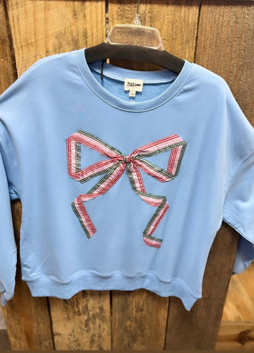 Christmas Gingham Bow Detail Sweatshirt