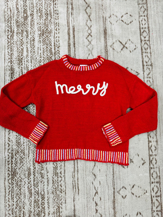 "Merry" Embroidered Christmas Sweater