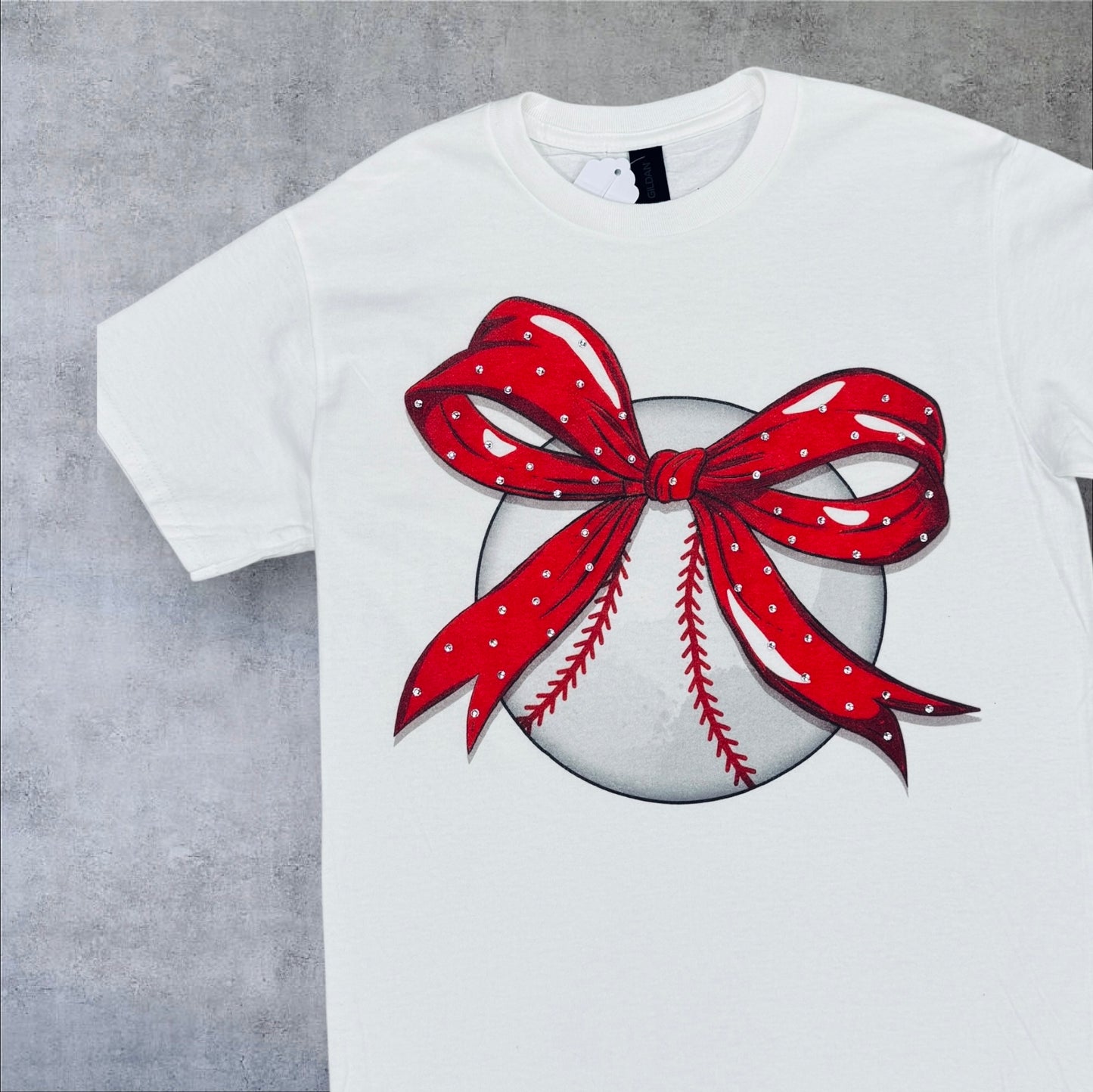 Baseball Rhinestone Bow Tee