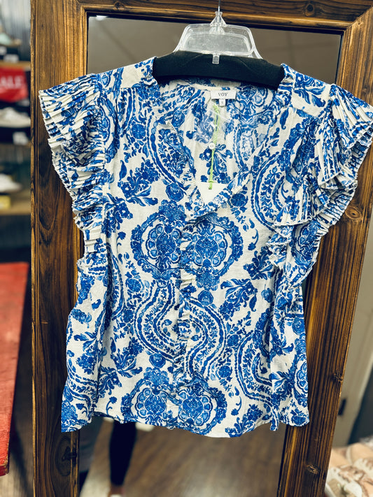 Paisley Pleated Printed Top