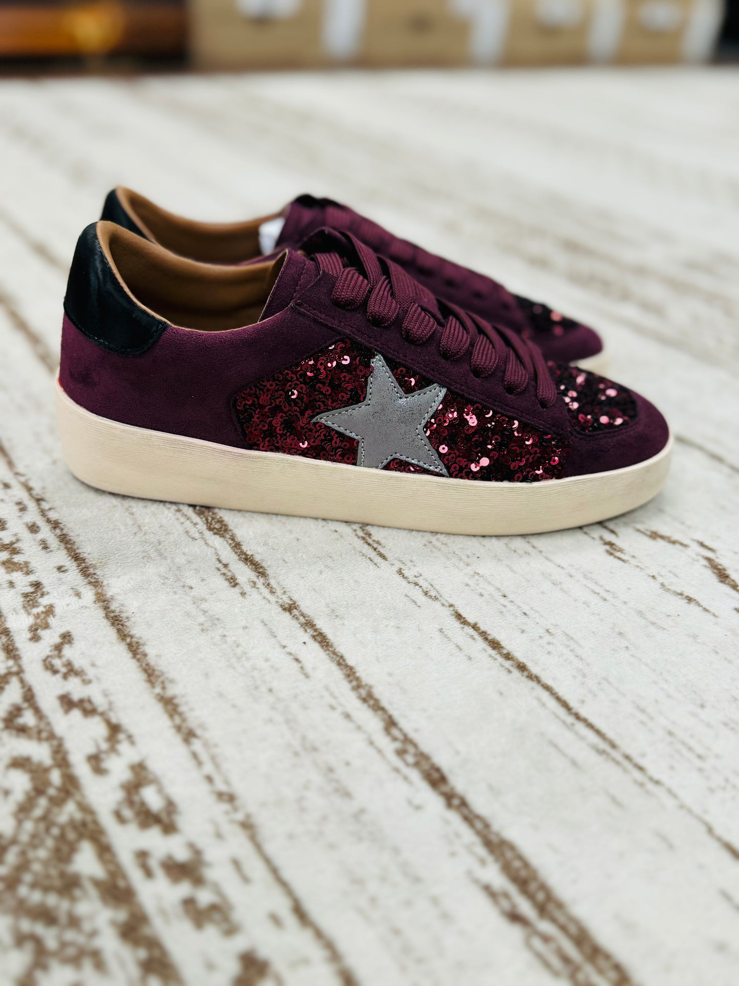 Corky's Another Round Sneakers- Wine Sequins