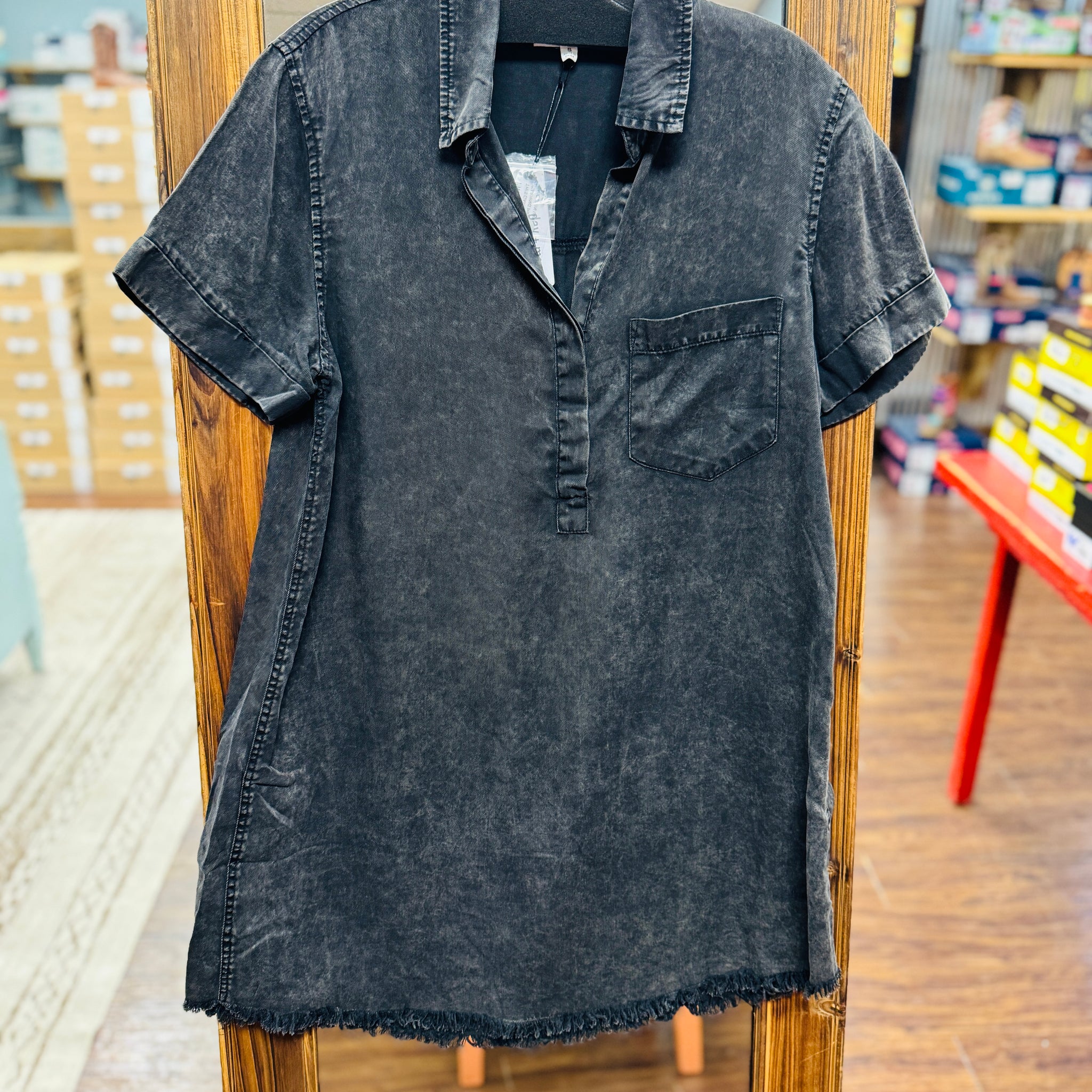 Washed Denim Shirt Dress