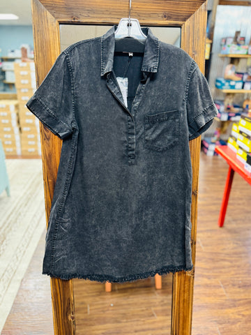 Washed Denim Shirt Dress