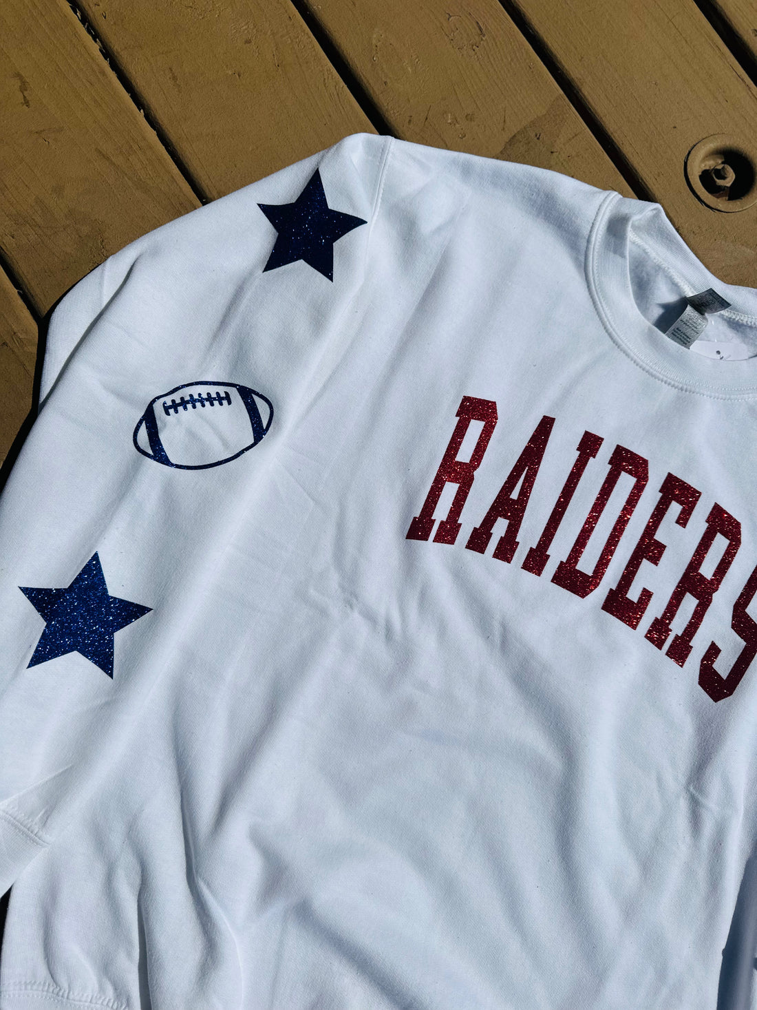 "Raiders" Football Sleeve Glitter Sweatshirt
