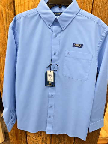 Men's Solid Blue Button Down Shirt