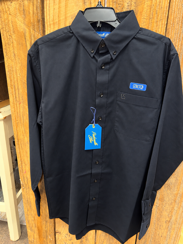 Men's Solid Black Button Down Shirt