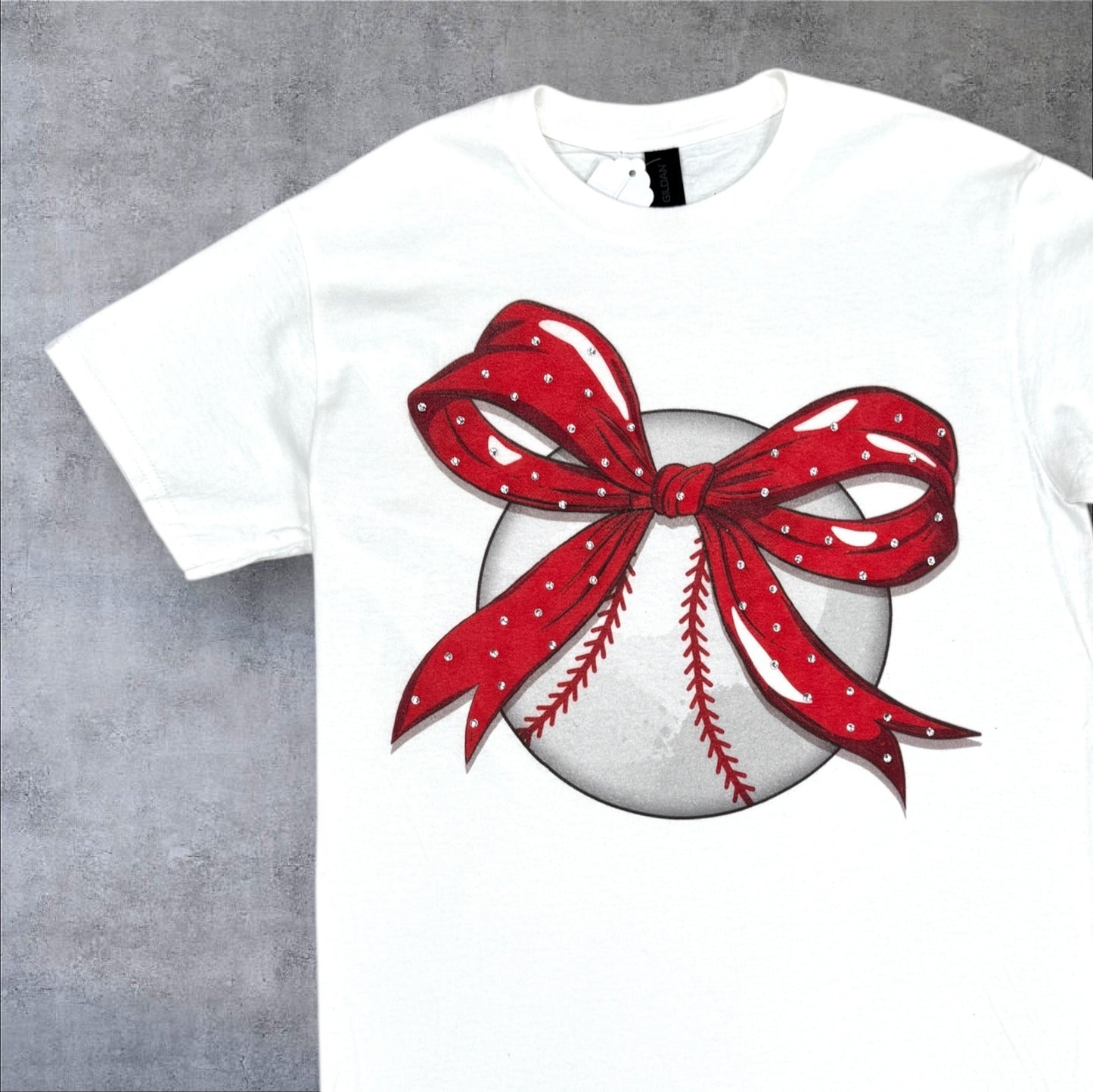 Baseball Rhinestone Bow Tee