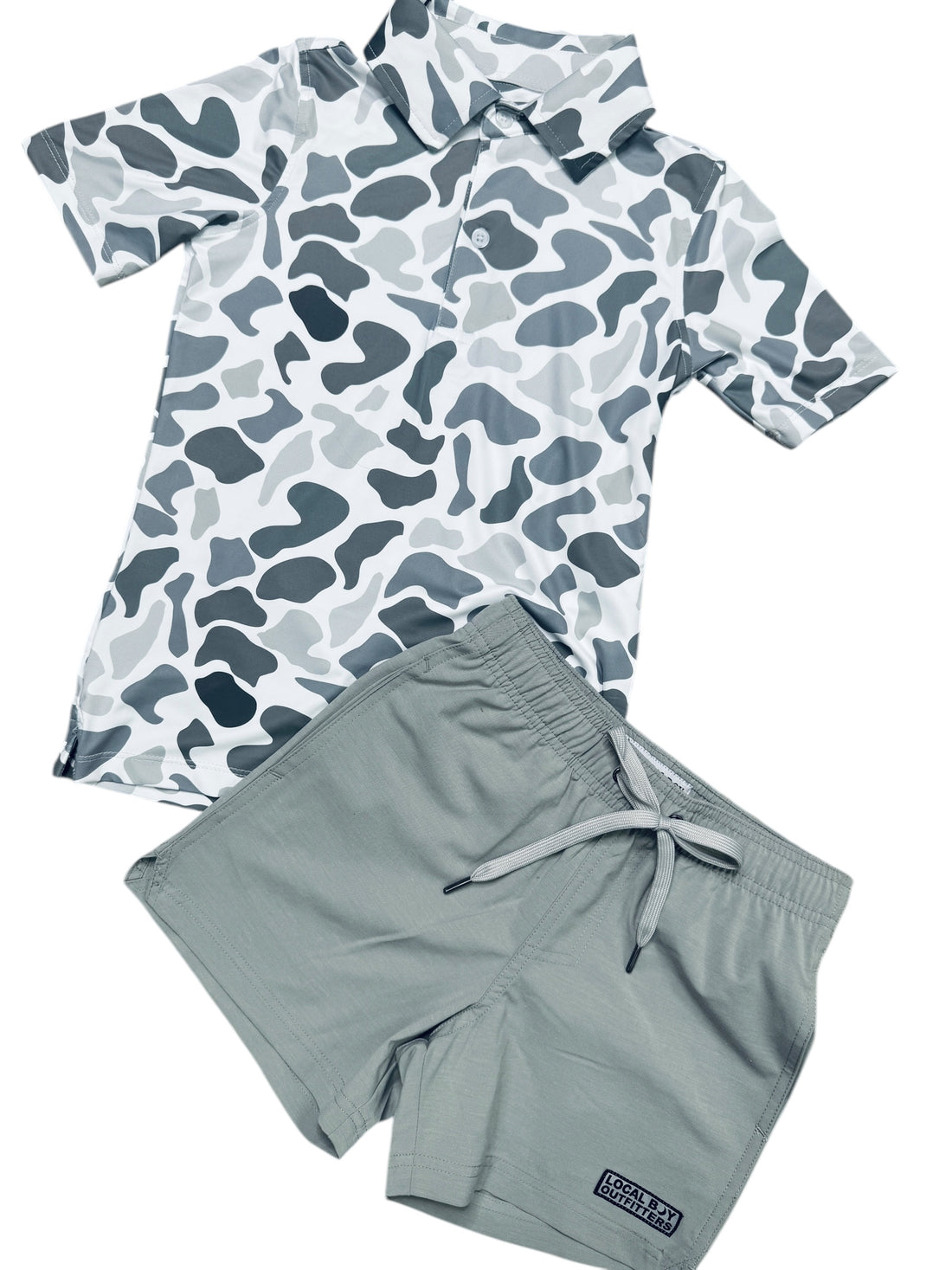 Boy's Grey Camo Performance Polo