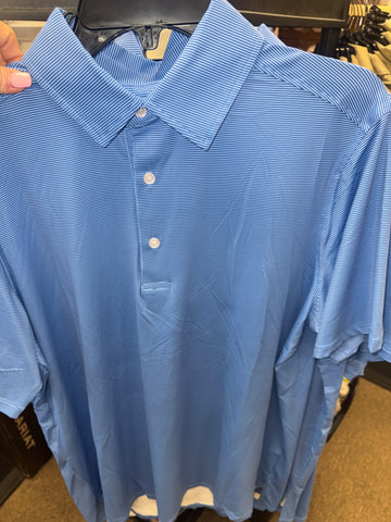 Men's Micro Light Blue/Navy Stripe Polo