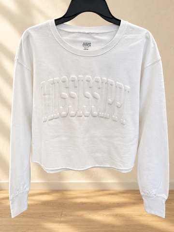 "Mississippi" White Graphic Sweatshirt
