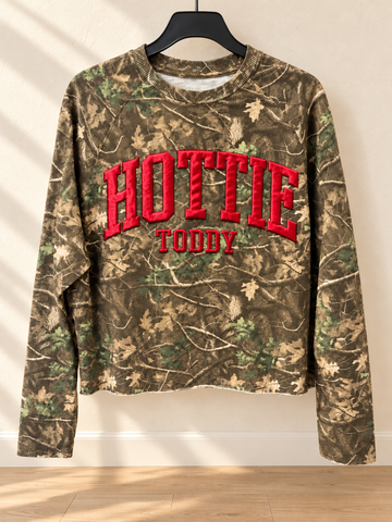 "Hottie Toddy" Camo Cropped Sweatshirt