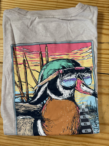 Youth Pop Art Wood Duck Sunglasses T-Shirt