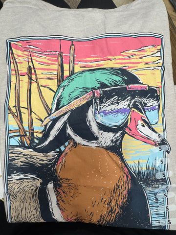 Youth Pop Art Wood Duck Sunglasses T-Shirt