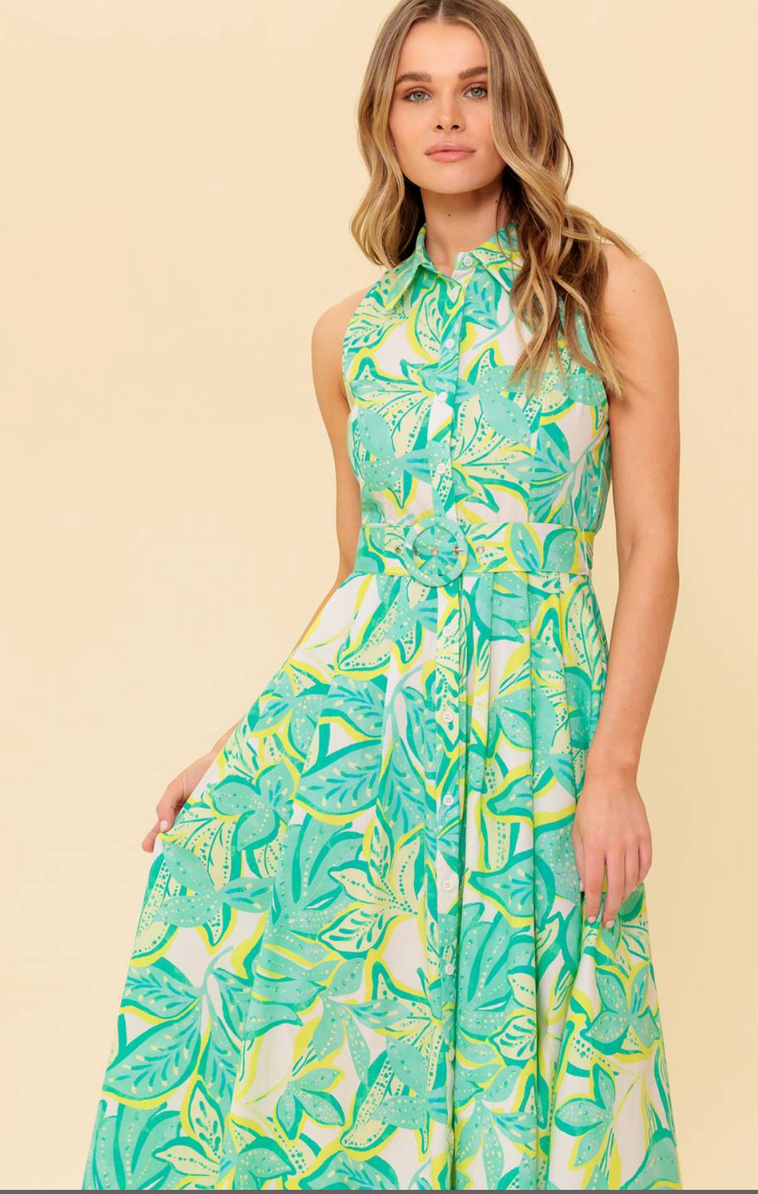 Stylish Green Printed Dress