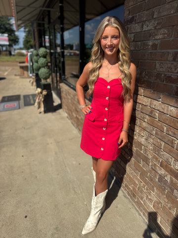 Game Day Strapless Button Down Dress