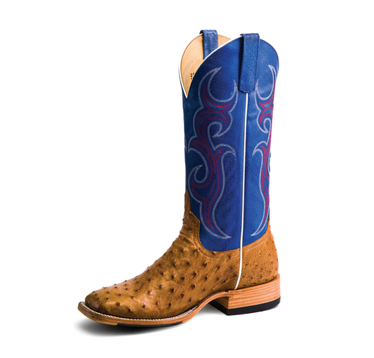 Horse Power by Anderson Bean Mens Antique/Blue Ostrich Cowboy Boots HP8005