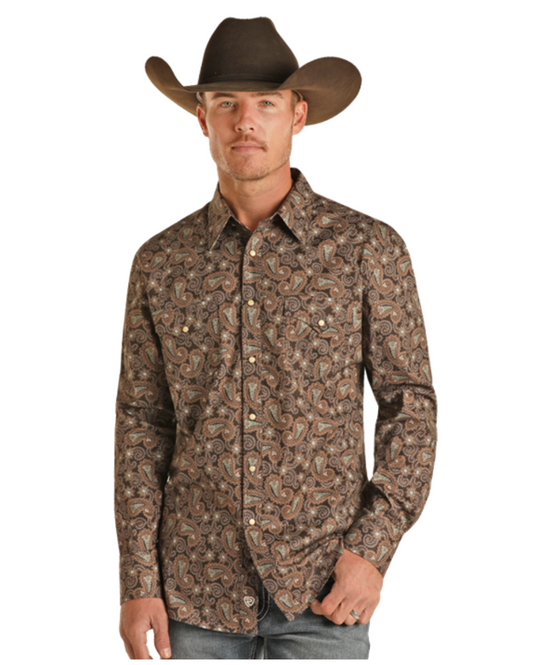 Men's Paisley Snap Long Sleeve Shirt