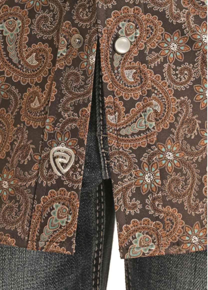 Boy's L/S Paisley Snap Button Down