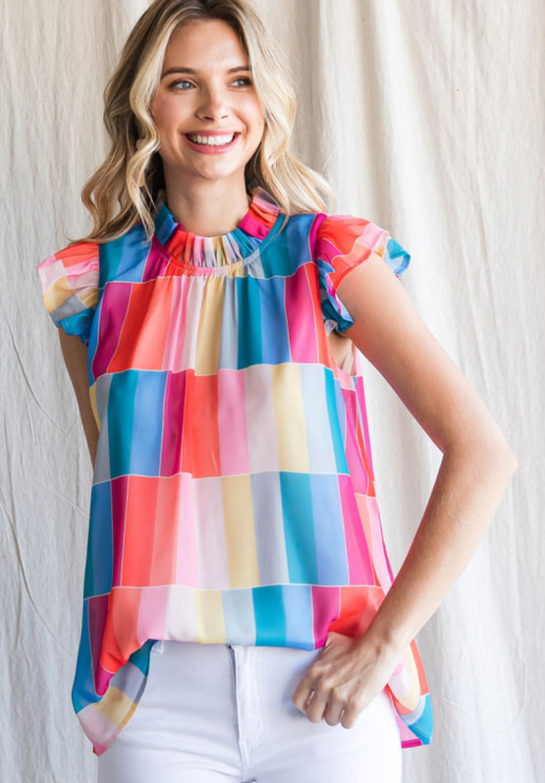 Vibrant Square Print Top