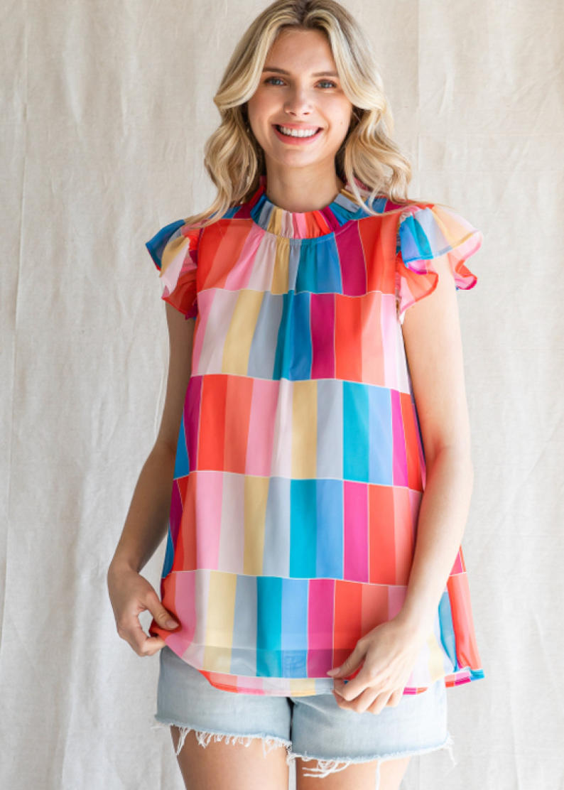 Vibrant Square Print Top