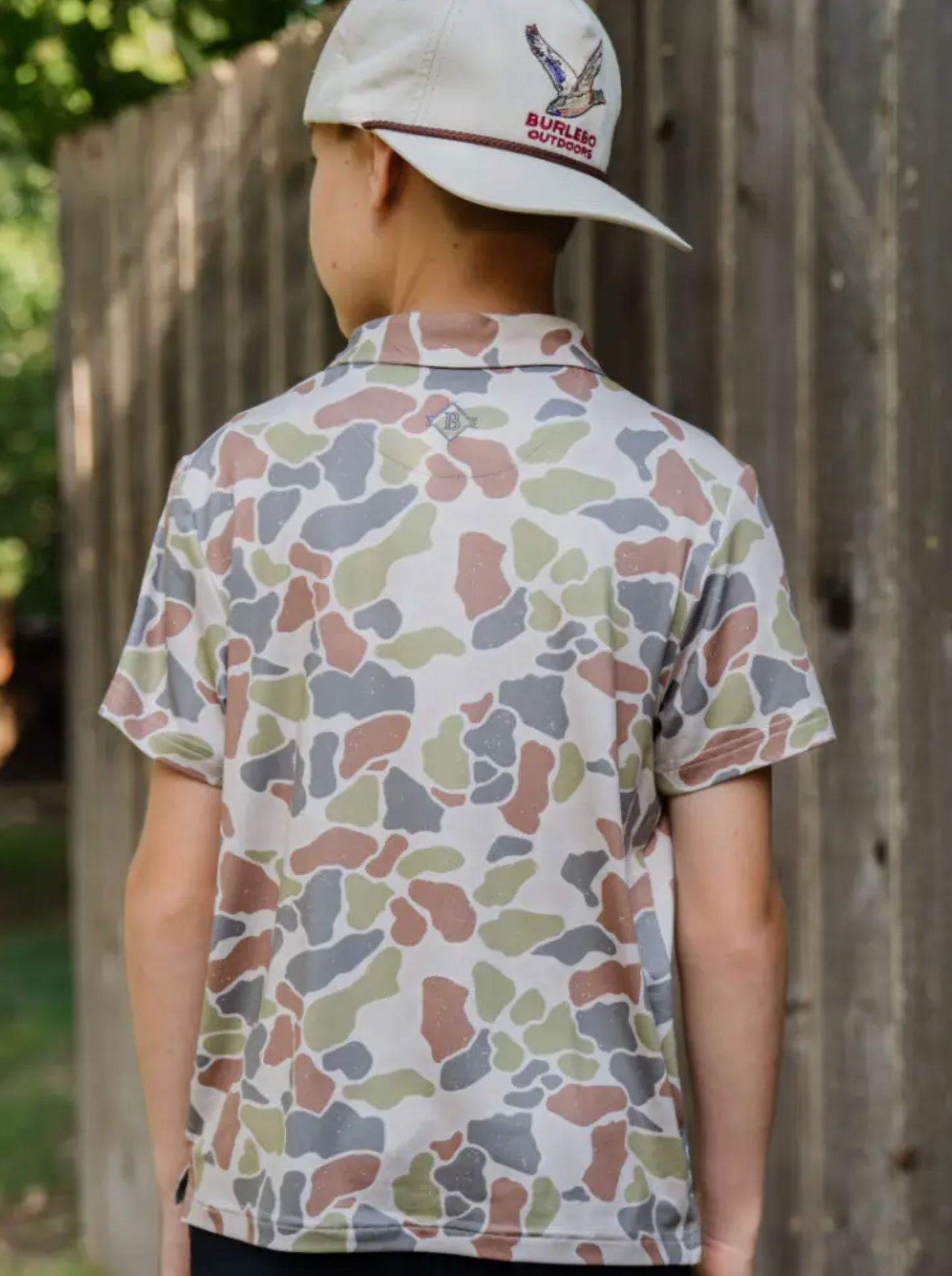 Boy's Burlebo Performance Polo - Driftwood Camo