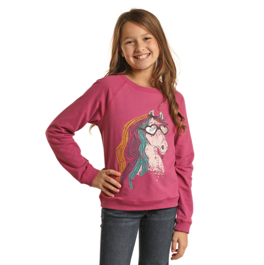 Girl's Horse Graphic Pullover