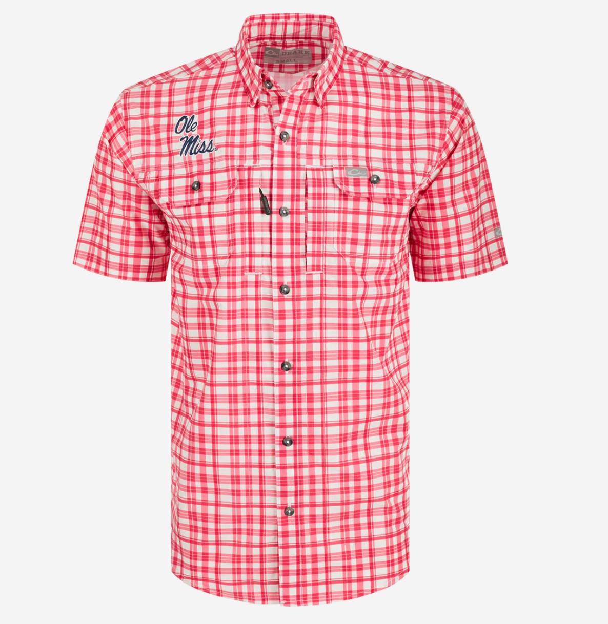 Ole Miss Hunter Creek Windowpane Plaid Short Sleeve Shirt