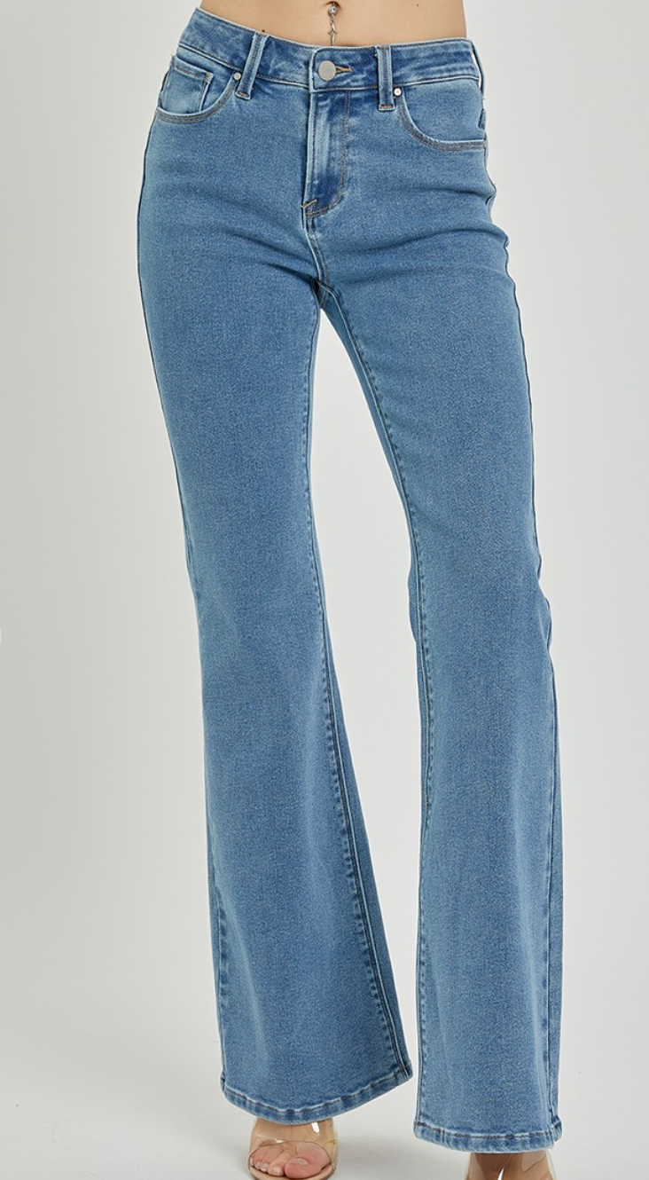 Risen High Rise Clean Flare Jeans