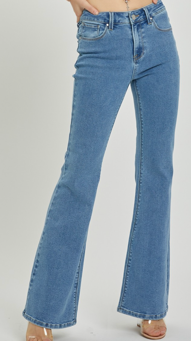 Risen High Rise Clean Flare Jeans