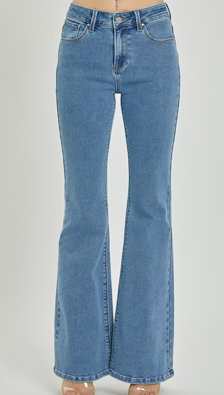 Risen High Rise Clean Flare Jeans