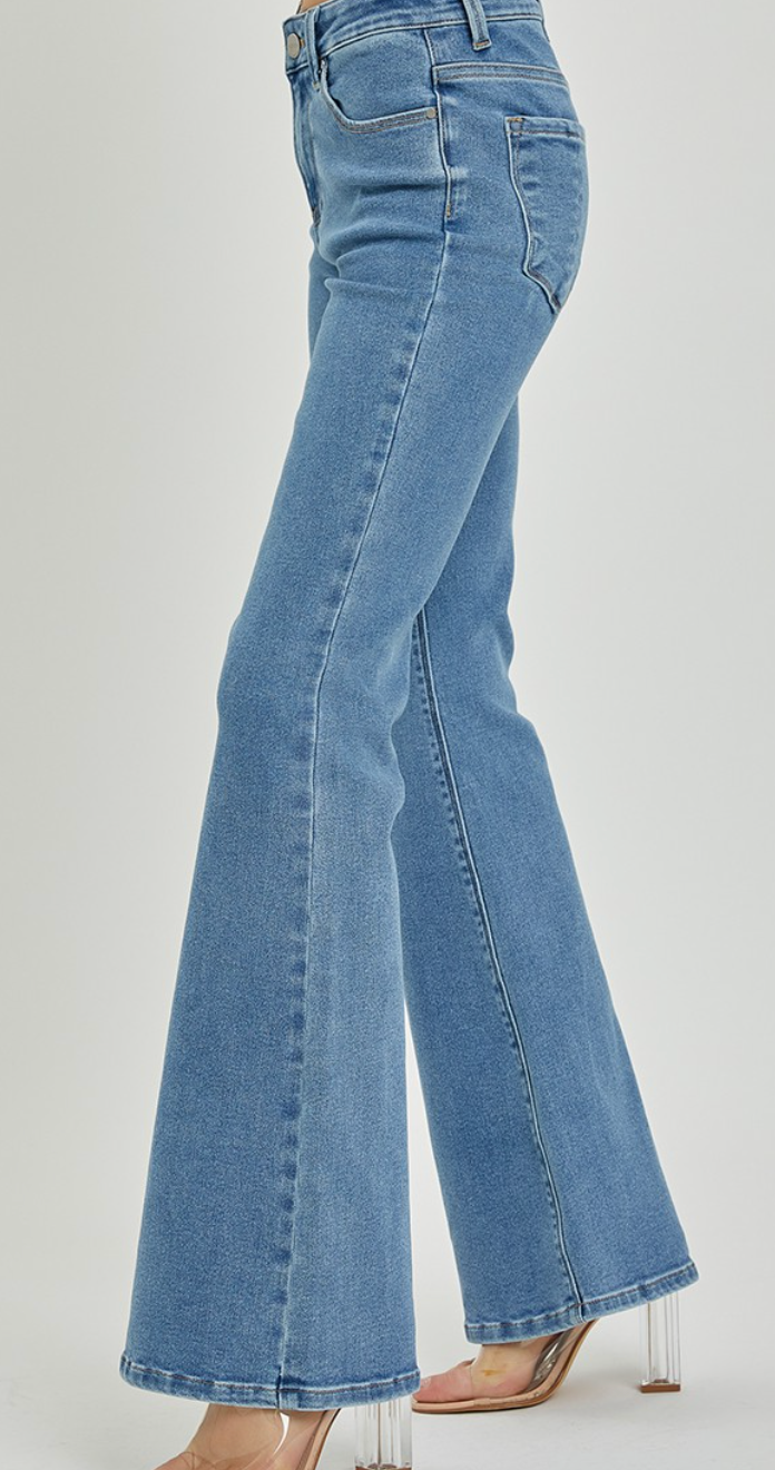 Risen High Rise Clean Flare Jeans