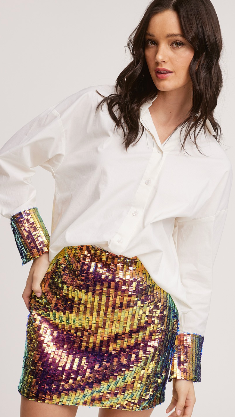 Festive Sequins Sleeve Cuff Shirt