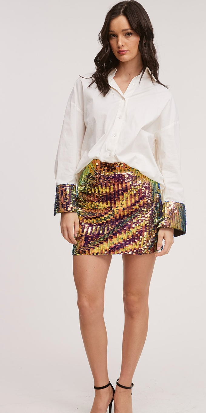 Festive Sequins Sleeve Cuff Shirt