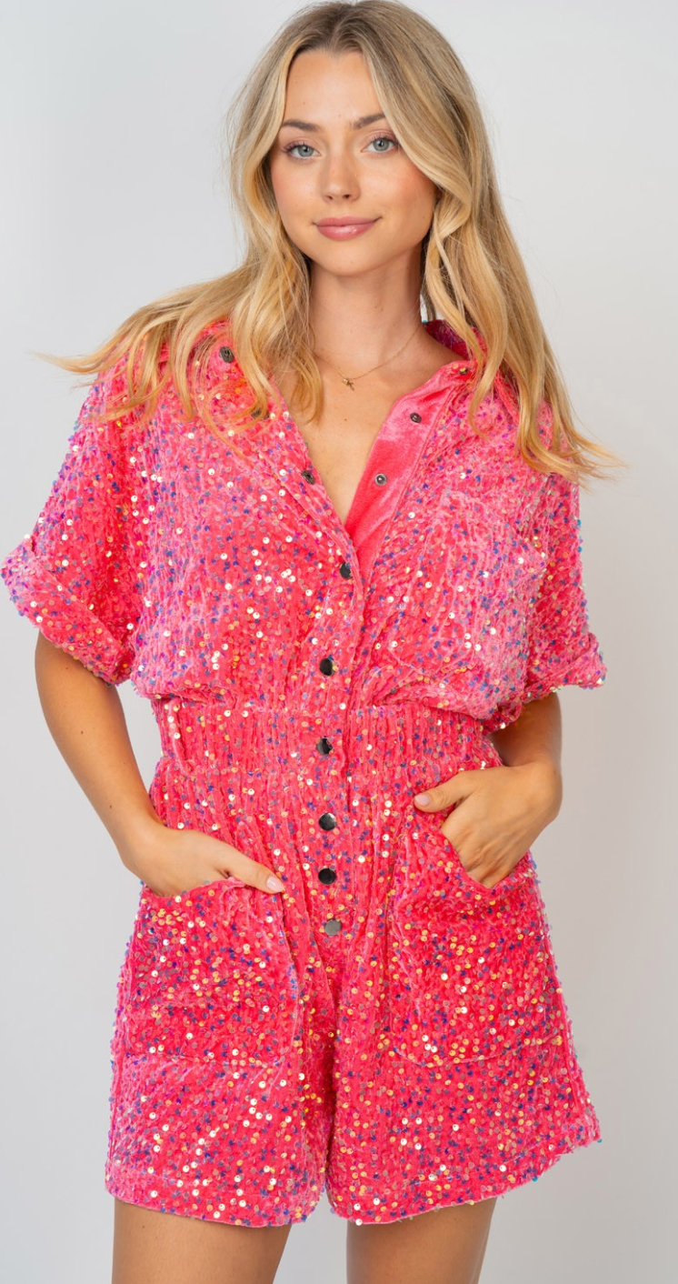 Sparkly Sequin Knit Romper