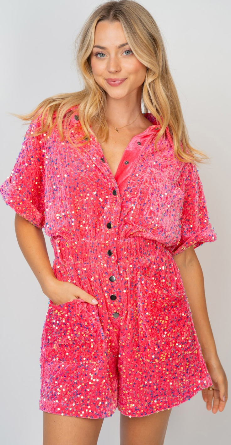 Sparkly Sequin Knit Romper