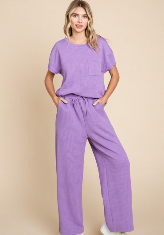 Stylish Textured Top and Pant Set