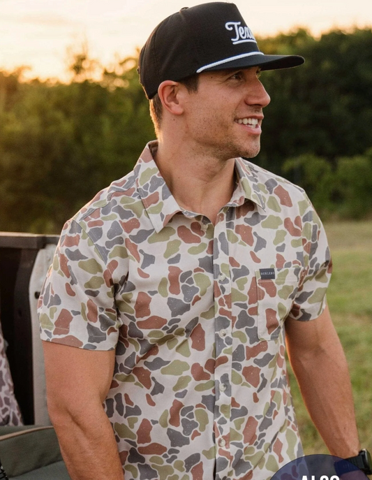 Burlebo Performance Button Up - Driftwood Camo