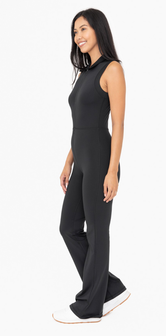 Mono B Venice Retro Half Zip Flared Jumpsuit