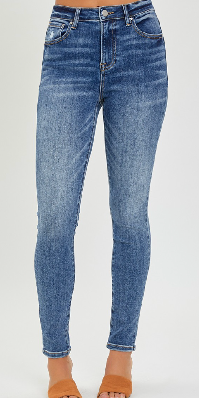 Risen Mid Rise Ankle Skinny Jeans