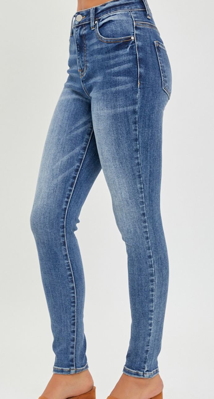 Risen Mid Rise Ankle Skinny Jeans